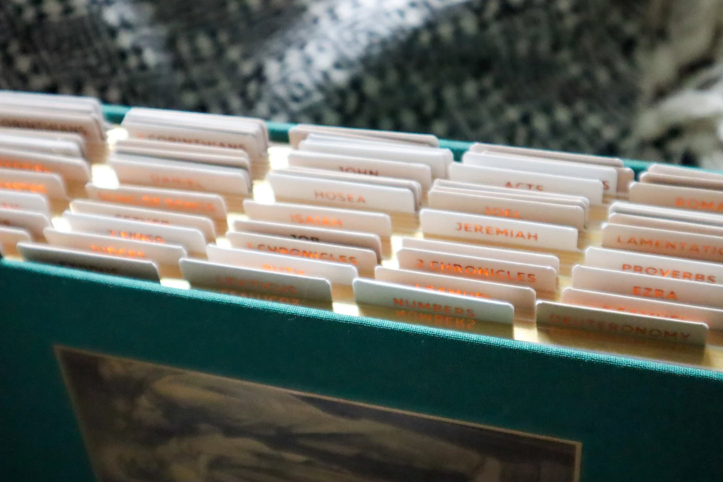 Pestañas adhesivas con revestimiento mate de color cobre y arena para la Biblia