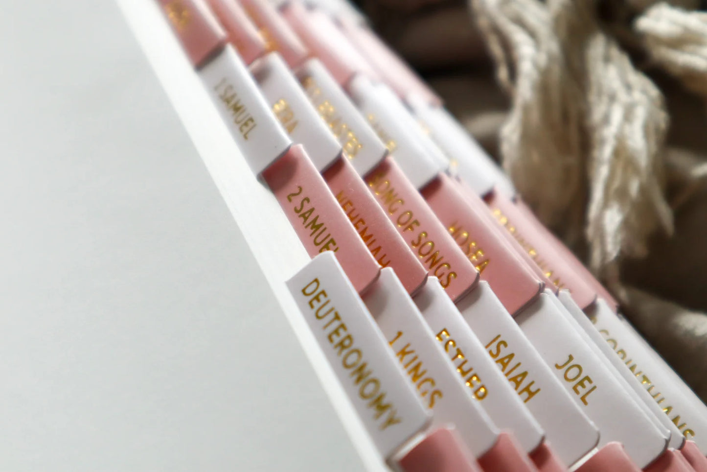 Bible Tabs Pink Gold | Matte-Coated Sticker Tabs
